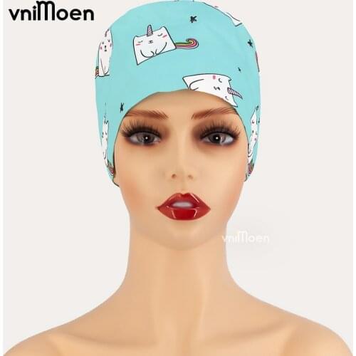 Wholesale Unisex cartoon Printing Caps Dental Clinic Hats High Quality Medical Hats Pet Hospital Surgical Scrubs Doctor cap