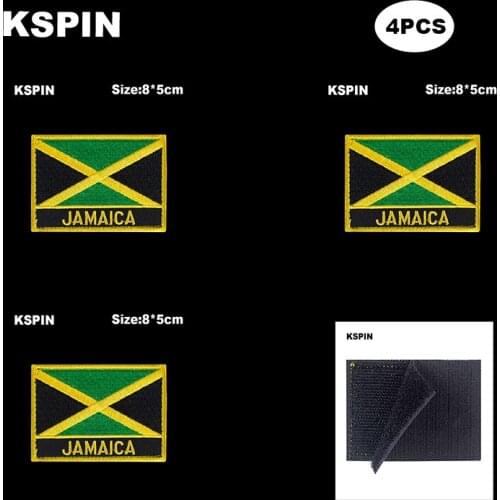 Rectangle National Flag Patch Hook Loop Jamaica Badges Armband 3D Stick on Jacket Backpack Stickers