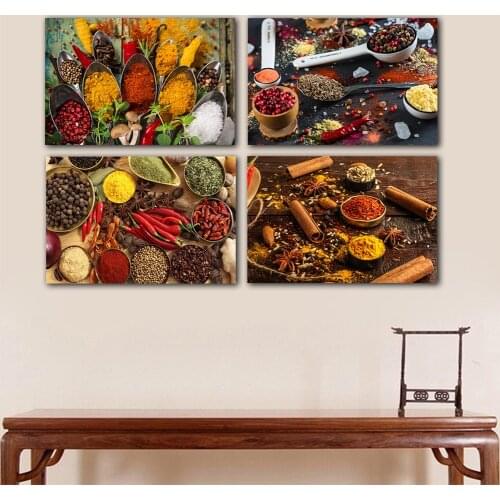 Various Spices Wall Art Posters and Prints Kitchen Wall Art Decorative Pictures Still life Canvas Paintings on the Wall Cuadros