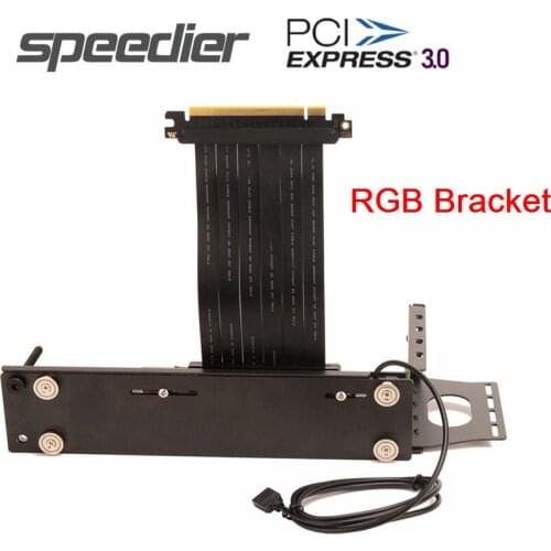 RGB Graphics Card Vertical Bracket PCI-E 3.0 x16 To x16 GPU Riser Cable 90 degree Socket Full Speed Shielded Extender Cable 5V
