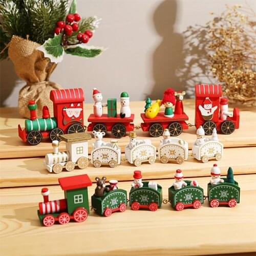 Christmas Wooden Train Ornament Xmas Decoration Home Santa Claus Gift Xmas Train christmas decorations for home 2022 new Year
