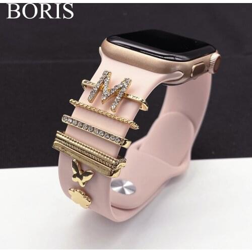 Diy Silicone Strap Accessories For Apple Watch For Samsung Watch Luxury Metal Decorative Ring 5Pcs/Set Accessories For iWatch