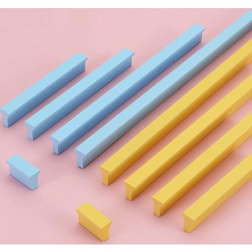 Modern Simple Color T-type Aluminum Alloy Cabinet Door Handles Drawer Pulls Wardrobe Home Decoration Furniture Handle Hardware