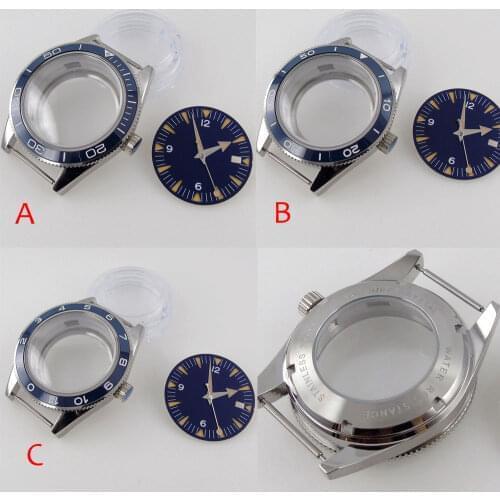 Steel 41mm Automatic Watch Case fit NH35A See-through Back Luminous Hand Dial Sapphire Crystal