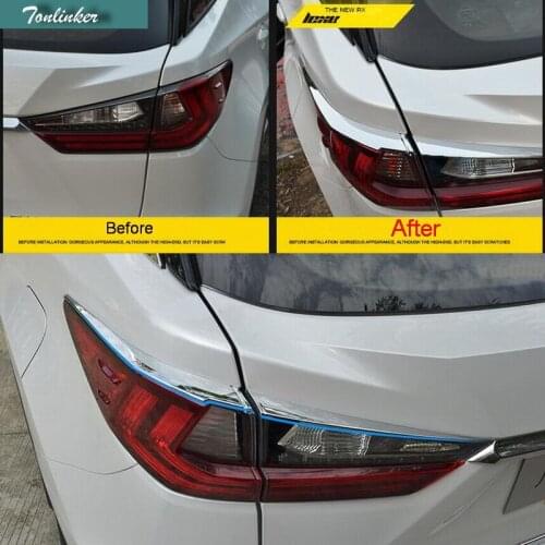 Tonlinker 4PCS Car Styling ABS Chrome Rear headlight Decoration strip Cover Case Stickers for Lexus RX200t 450h 2016 Accessories