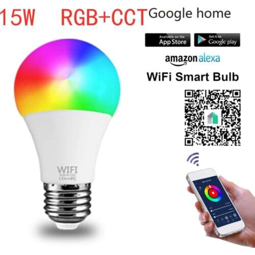 Wifi Smart LED Bulb RGB E27 Light Bulb Long-range Control Adjustthe Dimmable Light For Amazon Alexa/Google Home App Control 220V