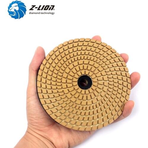 Z-LION 5PCS 5" Diameter 125mm Polishing Pad Wet Use Diamond Floor Polishing Wheel Granite Marble Stone Concrete Grinding Discs