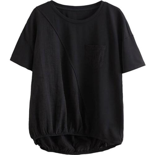 Design small T-shirt womens short sleeve 2021 summer new waist lantern set swallow tail irregular loose T-shirt