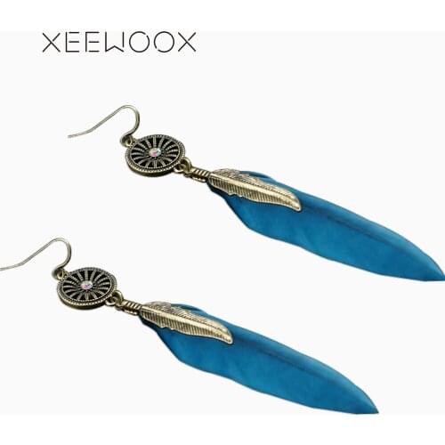 XEEWOOX Fashion Feather Dangle Earrings 2019 News Fashion Week Designer Hyperbole Party Creative Drop Earring Women Jewelry Gift