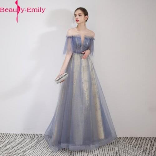 Beauty Emily Scoop Sleeveless Evening Dresses 2019 Charming Lace Up Back Robe De Soiree Champagne Long Evening Dress