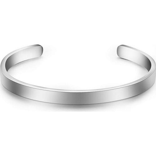 Yobest Engraving Silver Color Bangle for Man and Women 316L Stainless Steel Punk Bangle Bracelet Titanium Jewelry