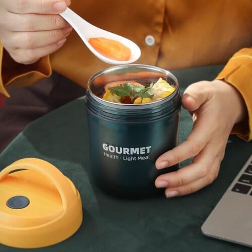 500ml Soup Cup Lunch Bento Box Stainless Steel Thermos Leakproof Food Container Thermal Cup Vacuum Flasks Straw Can Be Inserted