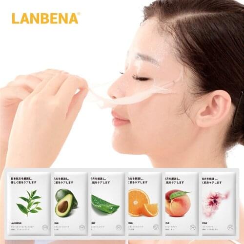LANBENA Face Mask Fruit Mask Japan Advanced Formula Whitening Moisturizing Water Locking Plant Extract Fresh Skin Care 6pcs