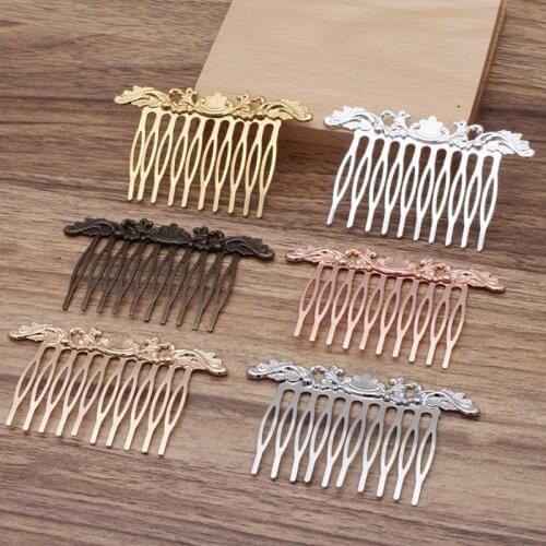 Antique Bronze Teeth Comb Hair Jewelry Charm Women Flower Hairpin Hairclips Barrettes Retro Hair Wear Accessories DIY