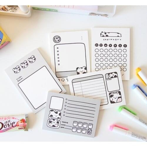 Cartoon Cute Milk Cat Memo Pad 50 Sheets Student Study Plan Message Paper kawaii Stationery Decorative Wall sticker to do list