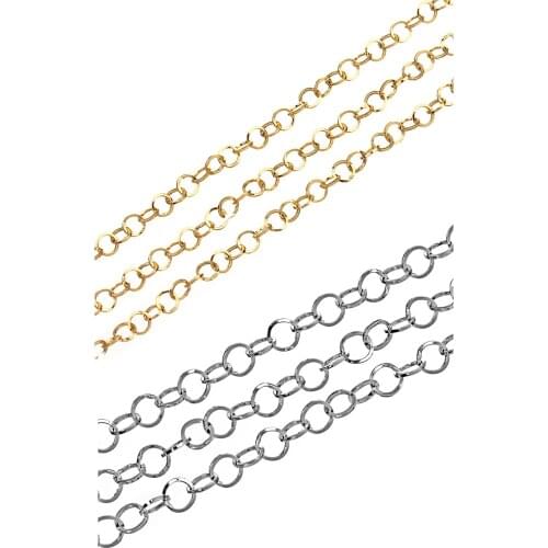 32 3 4 5mm Stainless Steel Link Chain Gold/Silver Color Metal DIY Making Necklace Bracelets Jewelry,1Roll (Approx 10Yards/Roll)