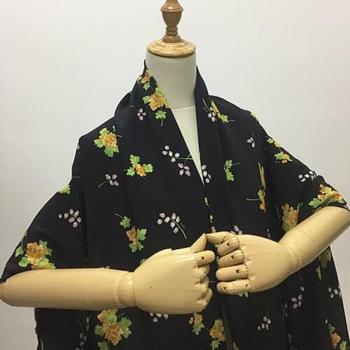 Floral design pure silk crepe de chine silk fabric for women dress not transparent,SCDC1343