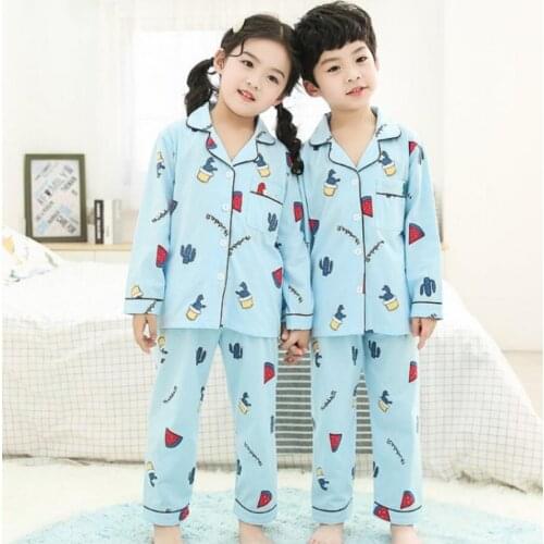 Children Homewear 2020 Cotton Spring Autumn Kids Pajamas Sets Long Sleeve Cute Girls Sleepwear Full Fashion Boys Pyjamas Set