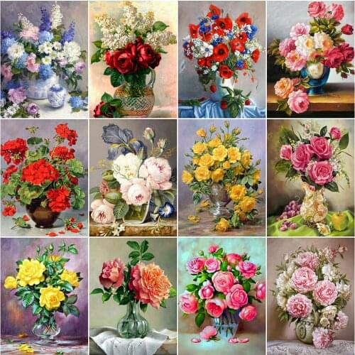 Evershine Full Square Round Diamond Painting Peony Cross Stitch Kit Diamond Embroidery Sale Flower Mosaic Rhinestone Art