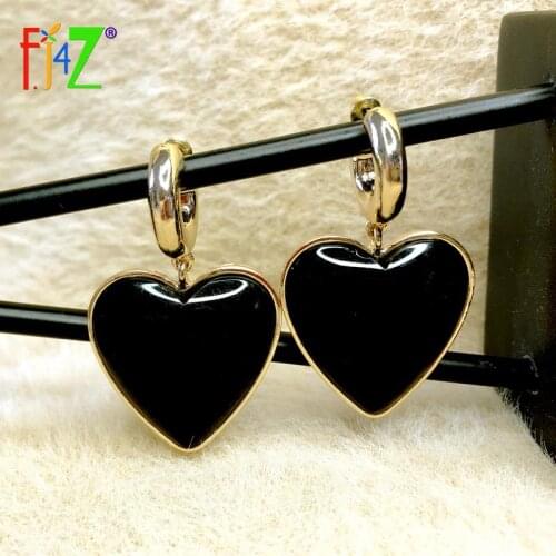 F.J4Z Brand Designer Womens Hoop Earrings Trend 3colors Resin Heart Pendant Earring Lady Gifts серьги 2021 тренд крупные