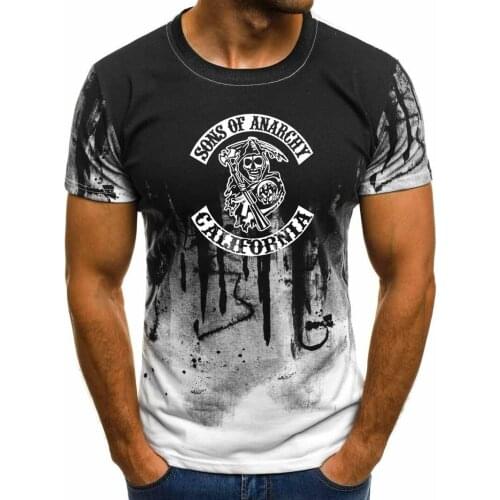 New 2021 Summer Mens T-Shirt SOA Sons of anarchy the Skull print high quality Cotton Fashion casual Mens short sleeve