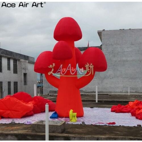 Giant inflatable advertising mushroom tree,3.5 m H red mushroom with led lighting inside for sale