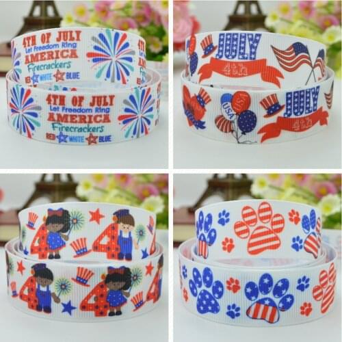 SUPWRF 16 22mm 38 50 75mm independence Day Printed grosgrain ribbon hair bow DIY hair accessories decoration 50 Yards B0929