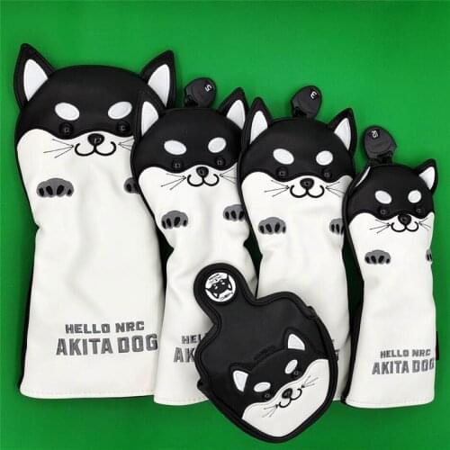 Shiba Inu Dog Golf HeadCover PU Leather Golf Driver Fairway Woods Hybrid Covers 135ut Complete Set Mascot Novelty Gift
