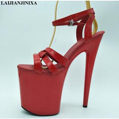 LAIJIANJINXIA 2019 New Red 7CM Platform Sexy Pole Dancing Shoes 7 Inch High Heels Sandals Sexy Mature Nightclub Fashion Shoes