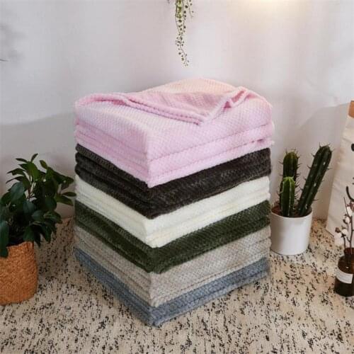 Light Soft Coral Fleece Plaid Blanket Solid Color Portable Home Textile Flannel Throw Auto Home Travel Cover Blanket
