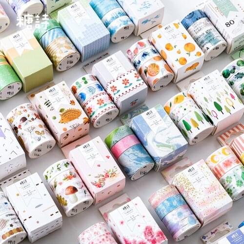 3Pcs/lot Washi Masking Tape Set Petal Animal Flower Paper Masking TapesFlamingo Japanese Washi Tape Diy Scrapbooking Sticker
