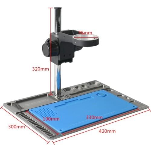 Multifunction Aluminum Alloy Maintenance Workbench 76mm Ring Holder Soldering Repair Stand For Stereo Trinocular Microscope