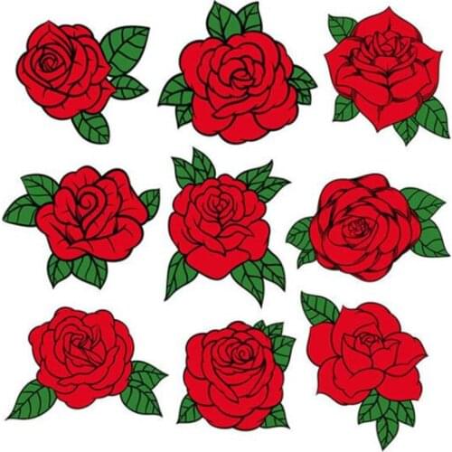 Fashion PVC Patch Clothes Many Rose Thermal Transfer Printing T shirt Girl iron on patches for clothing Flowers Stickers