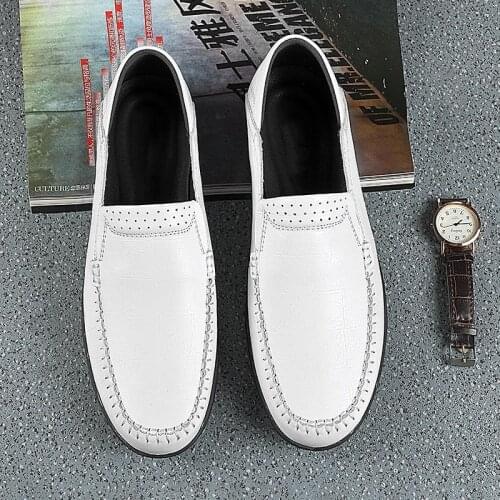 Man Moccasins Slip On Flats Genuine Leather Casual Shoes Luxury Men Loafers Breathable High Quality Business Driving Mens Shoes