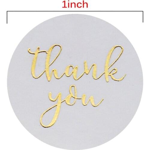 500pcs Labels 1inch White Gold Foil Thank You Stickers For Wedding Pretty Gift Cards Envelope Sealing Label Stickers