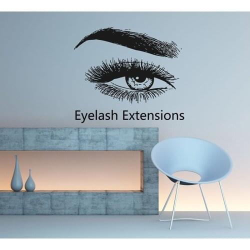 Eyelash Extension Wall Decal Make Up Room Wall Decor Sticker Beauty Salon Quote Eyes Vinyl Decals Removable Window Poster G17