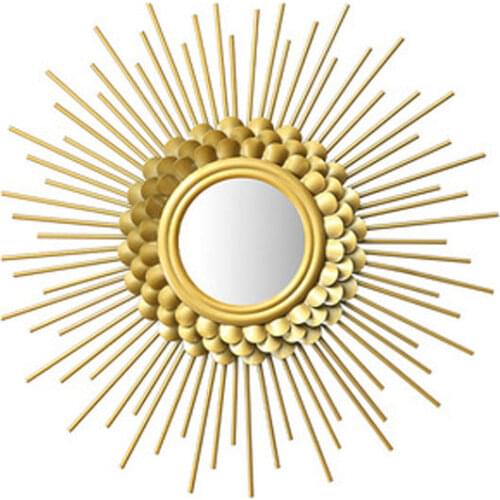 Nordic Hanging Mirror Gold Sun Phnom Removable Wall Mount MirrorSalon Wall Art Toilet Bathroom For Home Restaurant Decoration
