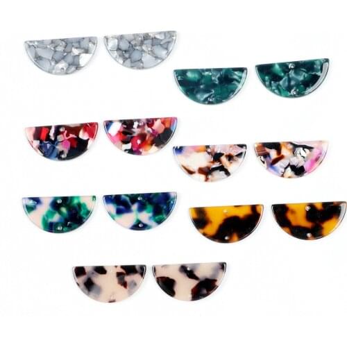 Tortoise Shell Earrings Charm,Acetate Acrylic Semicircle Connectors,Half Circle Discs,2Hole,Semi-Circle Earring ,32x16mm,ACE201