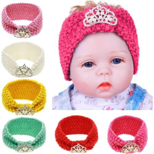 Solid Color Winter Newborn Baby Ear Warmer Widening Wool Hair Bands Crown Knitted Headband Turban for Girl Hair Accessories