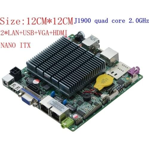 10 PCS fanless Nano ITX Motherboard Bay trail Motherboard 2*1000M Lan Quad Core Mainboard J1900 with LVDs HDMI VGA USB