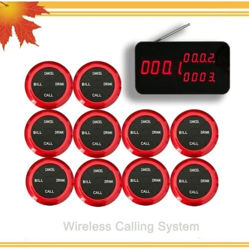 Ycall Restaurant Pager Wireless Calling Paging System 1 Host Display 10 Table Bells Call Button Customer Service