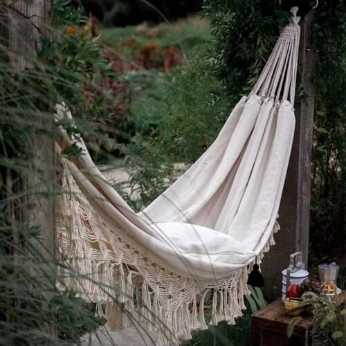 Portable Hammock Garden Sleeping Bed Tassel Design Hanging Bed for Indoor Outdoor SAL99