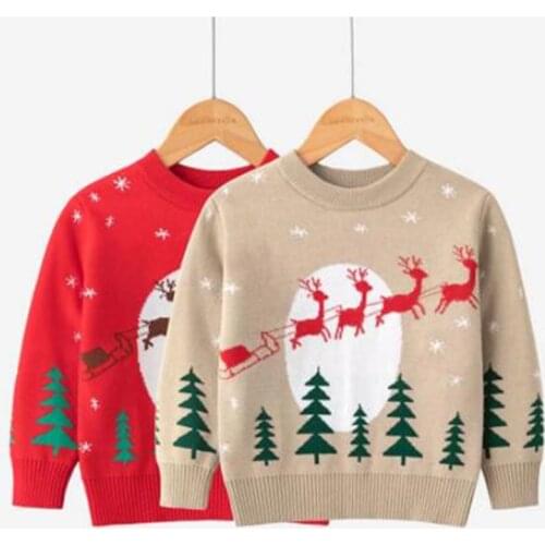 Christmas Clothes Baby Boys Girls Autumn Winter Sweater Kids Pullover Sweater Bottoming Clothing Child Knit Clothes Tops
