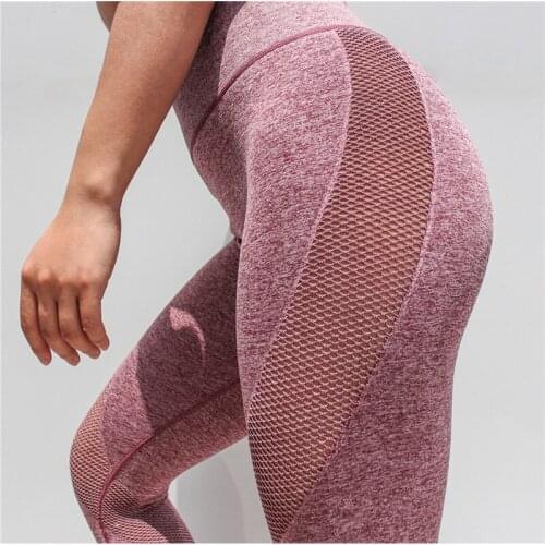 Yoga Pants Mesh Stitching Running Female Sports Pants Hips Fitness Clothes Cropped Pants