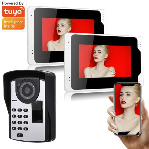 1080P HD Camera 7in Wifi Password Fingerprint Video Doorphone Intercom Wired Video Doorbell for home