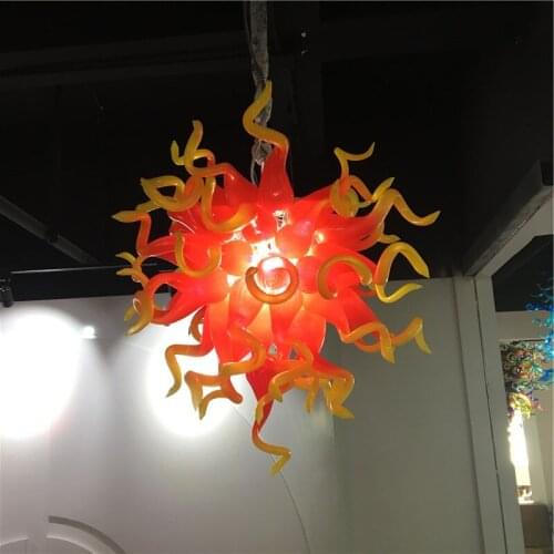 Modern Round Chandeliers LED Blown Glass Chandelier Lamps Lemon Yellow Orange Art Glass Light Chain Indoor Lighting Home Decor