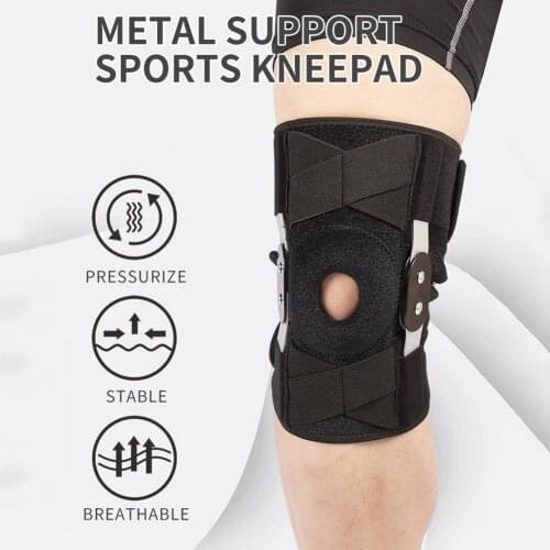 Sports Knee Brace Silicone Pad Breathable Support Recovery From Sports Injuries Adjustable Straps Shock Absorption For Running