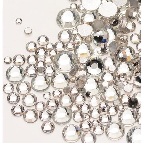 Mix Size Clear Crystal Flat Back Rhinestones SS3~SS20 For Nail Arts and Crafts Nail Art Decorations