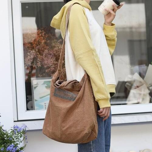 Handbag Korean Version of The Simple Retro Wash and Old Canvas Shoulder Bag Casual Art Letter Messenger Bag