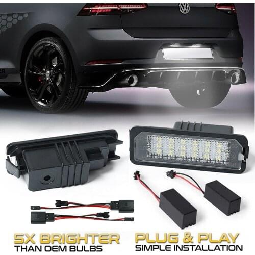 2Pcs LED Number License Plate Light Lamps For VW Eos 1F Phaeton Fox Lupo 3L Polo 6N2 9N 6R T-Roc Crafter Arteon 3G8 3H7